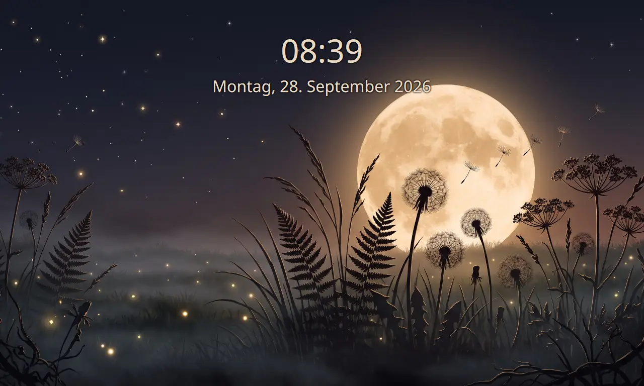 KDE Plasma: Sperrbildschirm mit dem Botanika-Bild Mondgras / KDE Plasma: lock screen with the Botanika picture Mondgras